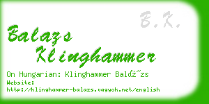 balazs klinghammer business card